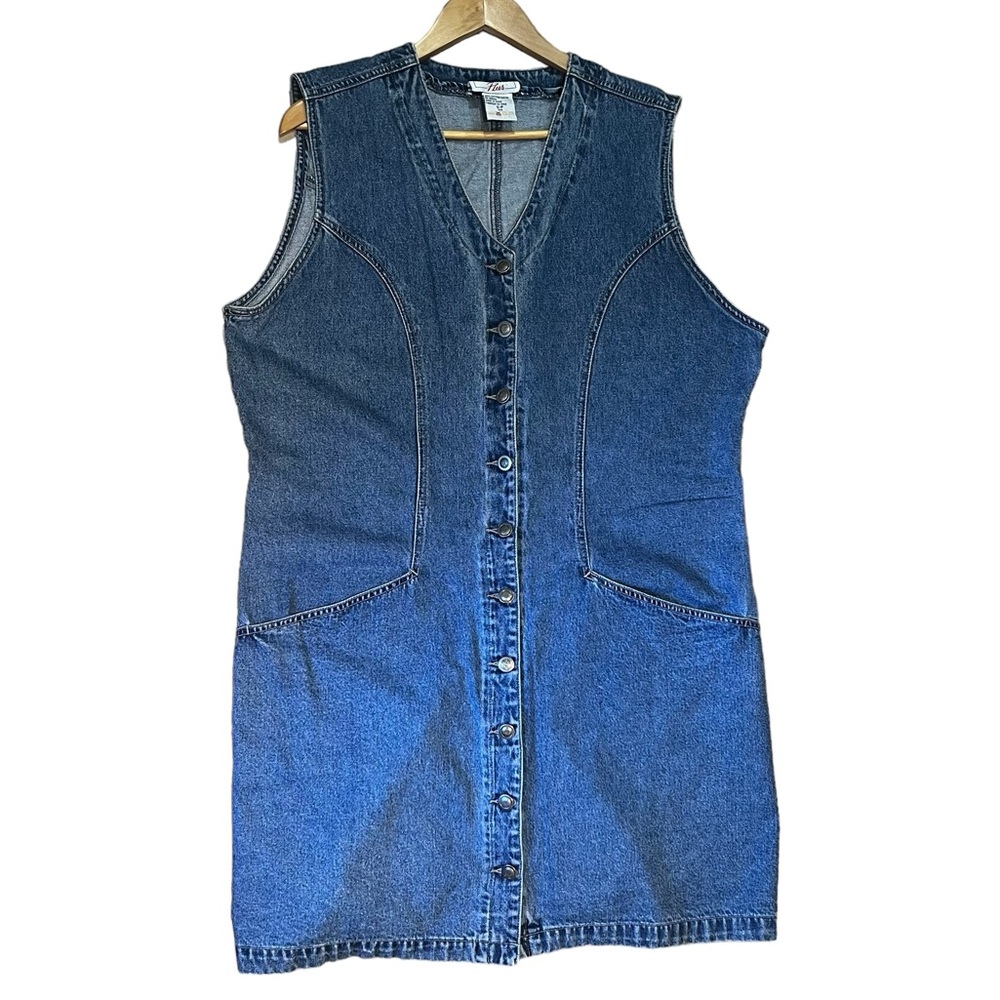 Vintage Cotton Ginny Plus button down blue denim mini dress excellent condition